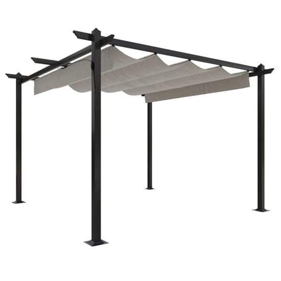 Havro 3m x 3m Garden Gazebo With Retractable Roof In Cream | Furniture ...