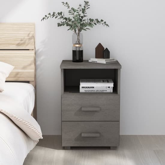Hull Wooden Bedside Cabinet With 2 Drawers 1 Shelf In Light Grey_1