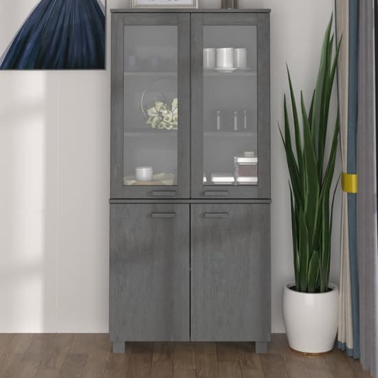Hull Wooden Display Cabinet With 4 Doors In Dark Grey_1
