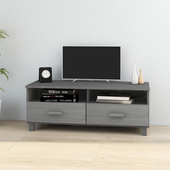 Hull Wooden TV Stand With 2 Drawers In Dark Grey_1
