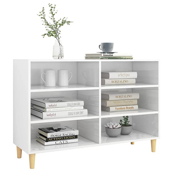 Larya High Gloss Bookcase With 6 Shelves In White | Furniture in Fashion