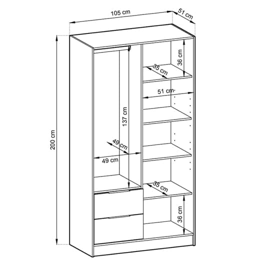 Niles Wooden Wardrobe With 2 Hinged Doors In Graphite | Furniture in ...