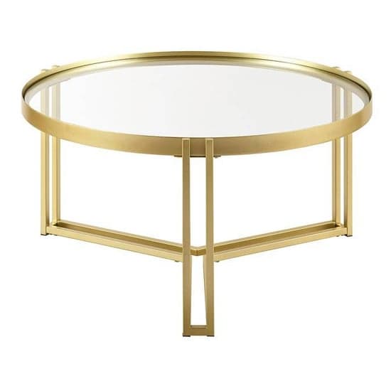 Orlando Clear Glass Coffee Table Round With Gold Metal Tri-Leg ...