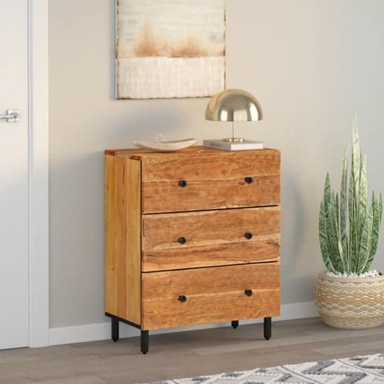 Purbeck Acacia Wood Chest Of 3 Drawers In Natural | Furniture in Fashion