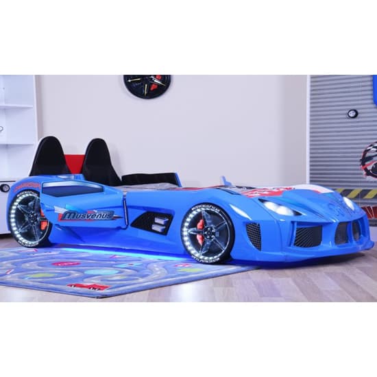 Sanford Kids Racing Car Bed In Blue With Back Seat And LED_1