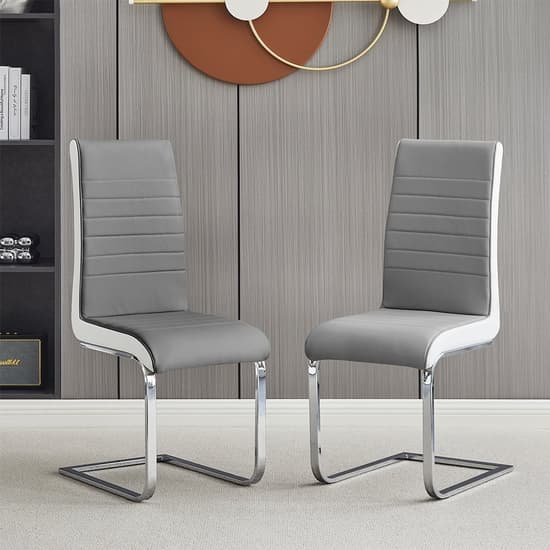 Symphony Grey And White Faux Leather Dining Chairs In Pair_1
