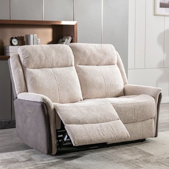 Ternate Electric Fabric Recliner 2 Seater Sofa In Fusion Beige Furniture In Fashion 3838