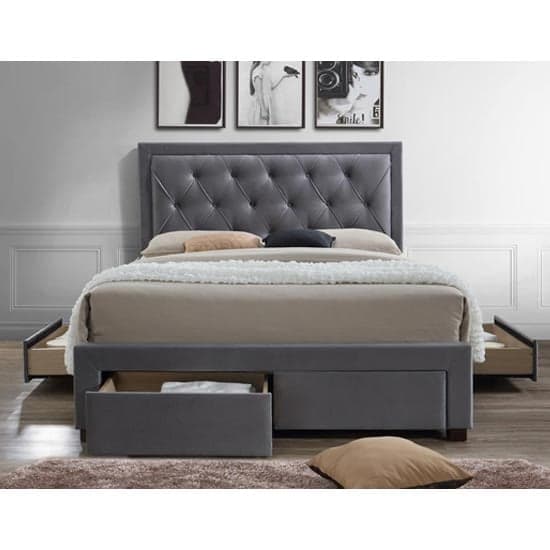 Woodbury Fabric Super King Size Bed In Grey | Furniture in Fashion