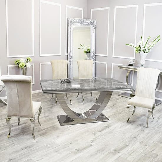 Cream marble discount dining table set