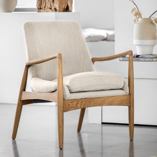 Wood and store fabric armchair