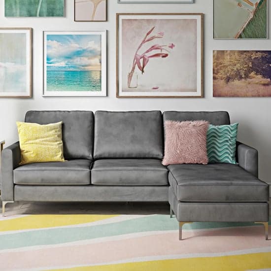 Gray sectional deals velvet sofas