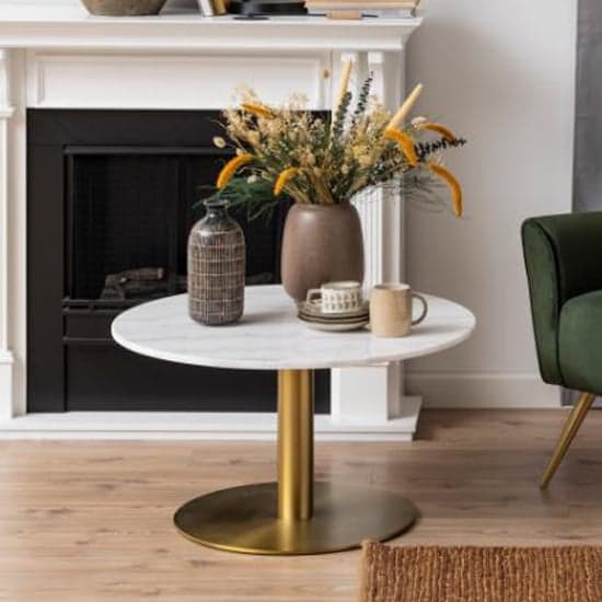 Marble coffee table store with brass base