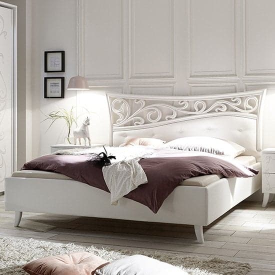 White faux online leather headboard king