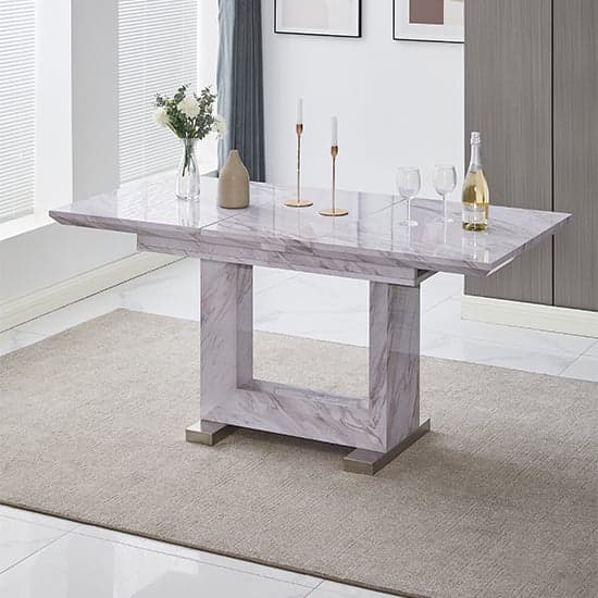 Lorence Extendable Wooden Dining Table In Grey Marble Effect | Furniture in  Fashion