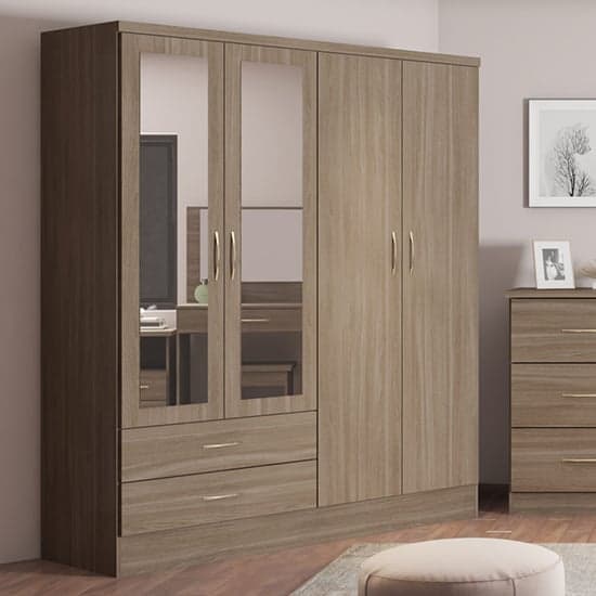 Oak effect store wardrobe with drawers