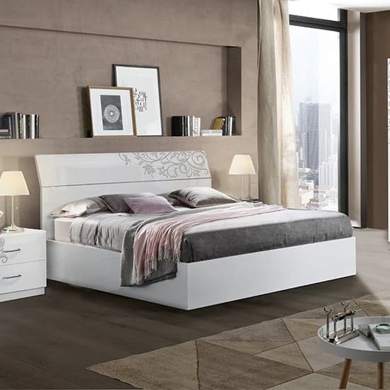 White gloss store double bed