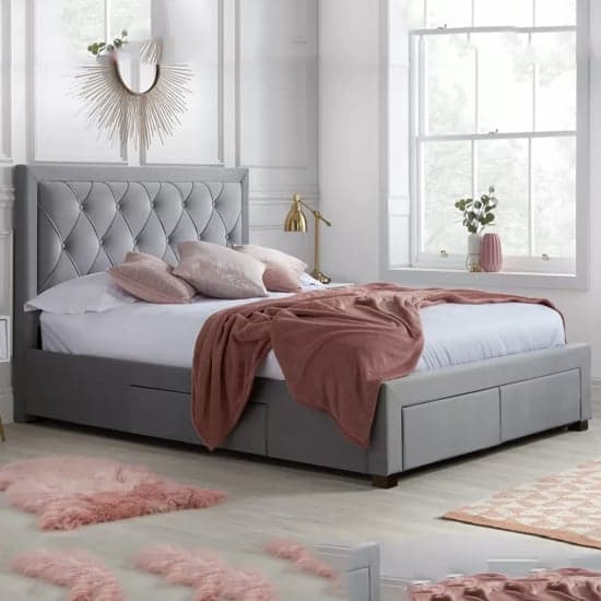 Grey super deals king sleigh bed