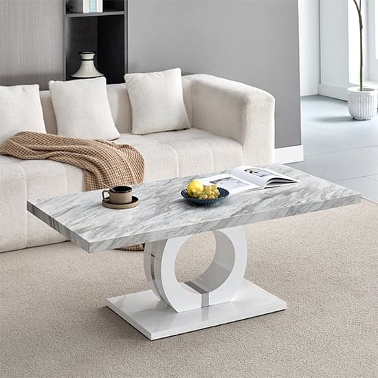 Halo High Gloss Coffee Table In Magnesia Marble Effect Furniture In