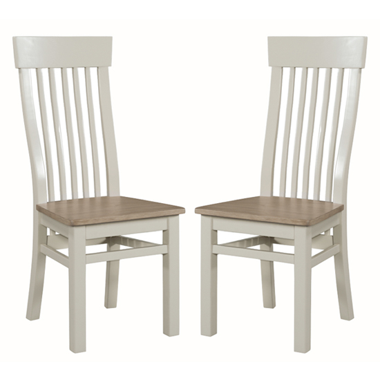Product photograph of Trevino Wooden Dining Chairs In Stone In A Pair from Furniture in Fashion