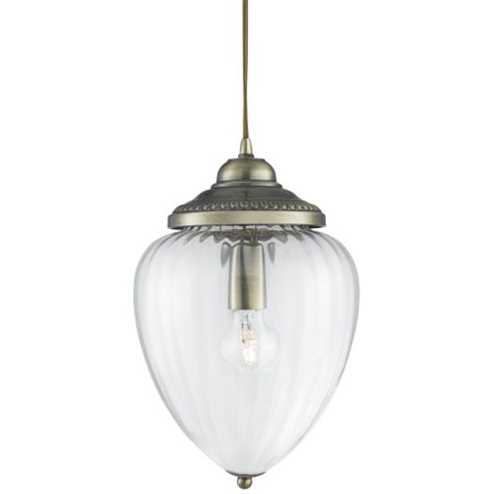 Read more about Antique brass rubbed glass pendant lantern