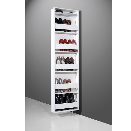 Igma Mirrored Rotating Shoe Storage Cabinet In White Furniture In Fashion