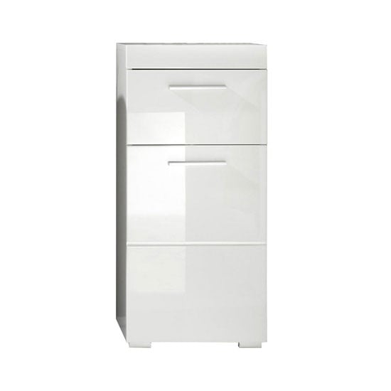 Photo of Amanda bathroom storage cabinet in white with high gloss fronts