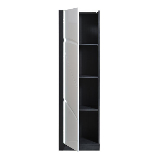 Eclypse Storage Cabinet In Grey With White Gloss Door And Lights
