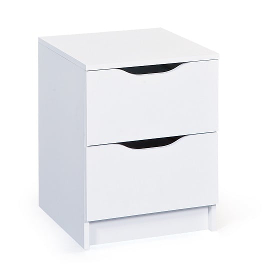 Product photograph of Crick Contemporary Bedside Cabinet In White With 2 Drawers from Furniture in Fashion