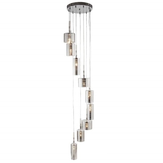 Product photograph of Linen Chrome Multi Drop Pendant Light from Furniture in Fashion