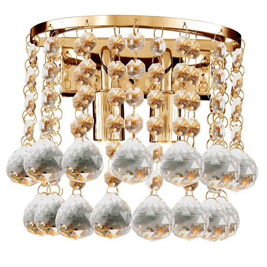 Read more about Hanna gold finish double wall light with clear crystal ball