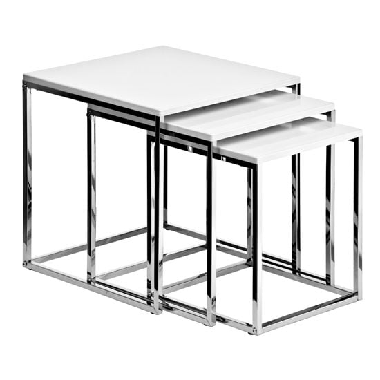 Read more about Krystal set of 3 nesting tables in white with chrome legs