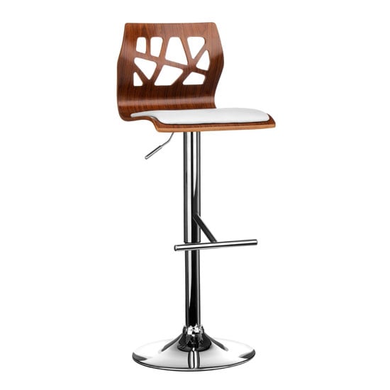 View Surface bar stool in white and walnut with chrome base