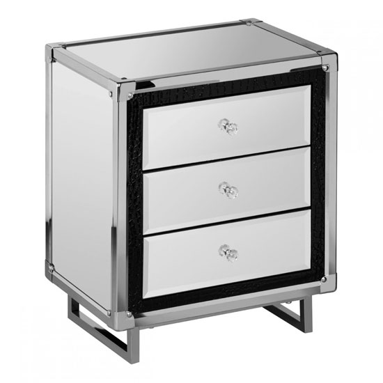 Product photograph of Medio Mirror Effect Top Bedside Cabinet With Steel Frame from Furniture in Fashion