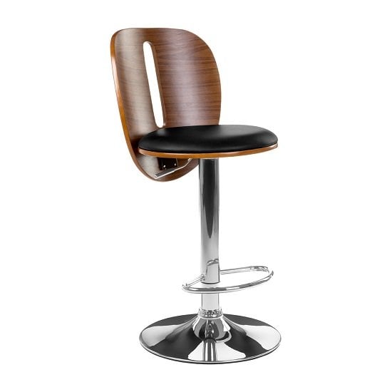 Read more about Crofton bar chair in black faux leather seat with chrome base