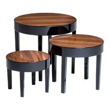 View Archie nest of tables in pear wood with pine legs in black gloss