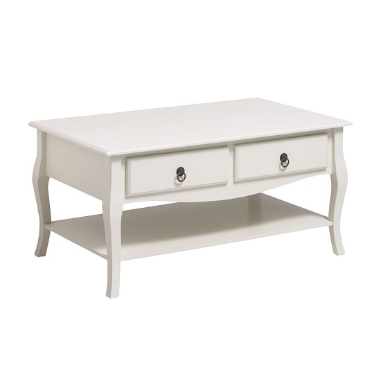 Patryk Coffee Table In White Finish With 2 Drawers 27569