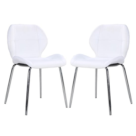 Read more about Darcy dining chair in white faux leather in a pair