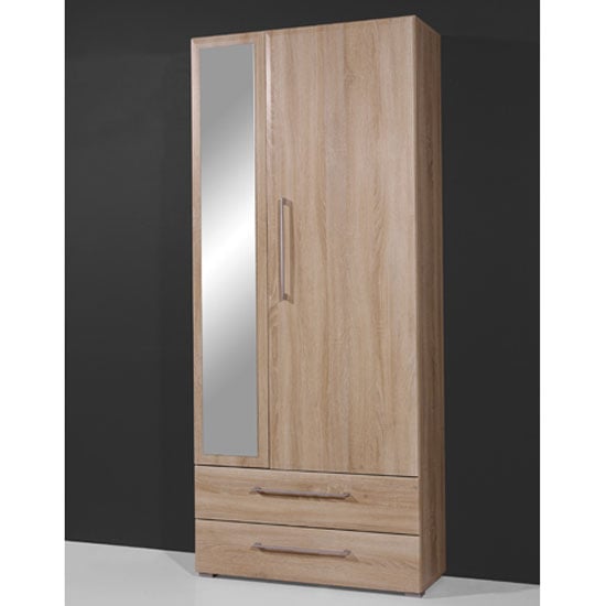 Prisma 2 Door Wardrobe In Sonoma Oak With 2 Drawer And Mirror