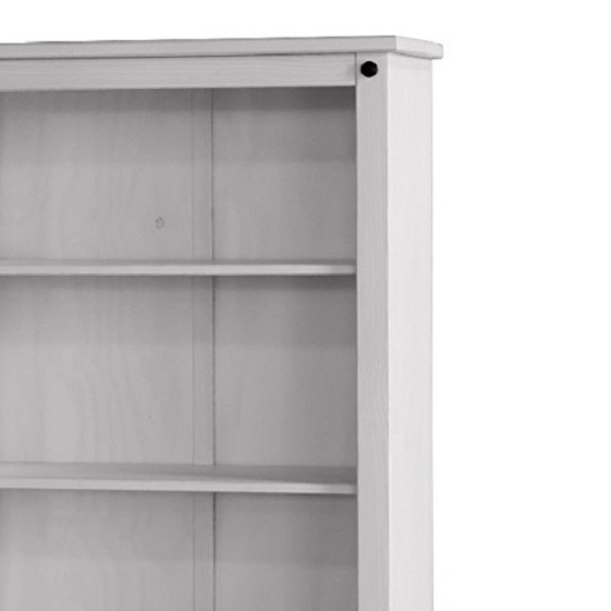 Coroner Tall Bookcase In White Washed Pine With 4 Shelf