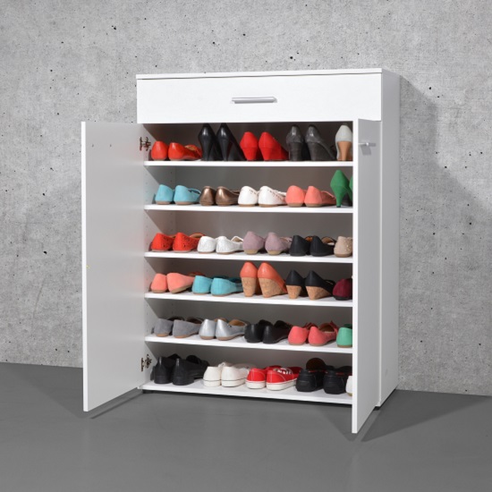 Stewart Shoe Storage Cabinet In White With 2 Doors | Furniture in Fashion