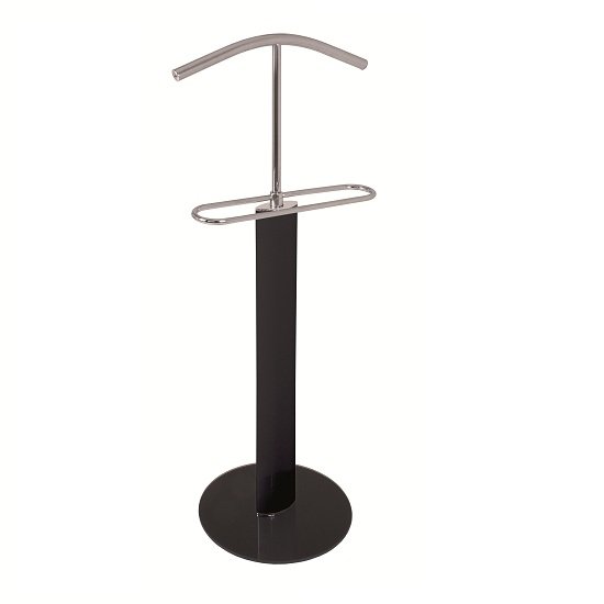 Product photograph of Maike Valet Stand In Chrome And Black Gloss With Black Glass from Furniture in Fashion