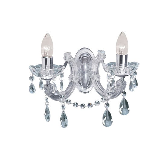 Product photograph of Marie Therese 2 Lamp Chrome Crystal Wall Light from Furniture in Fashion
