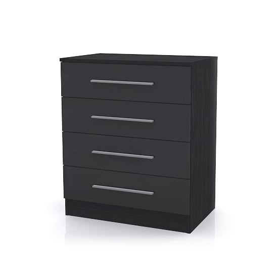 Ontario 4 Drawer Chest In Black High Gloss 17744 Furniture