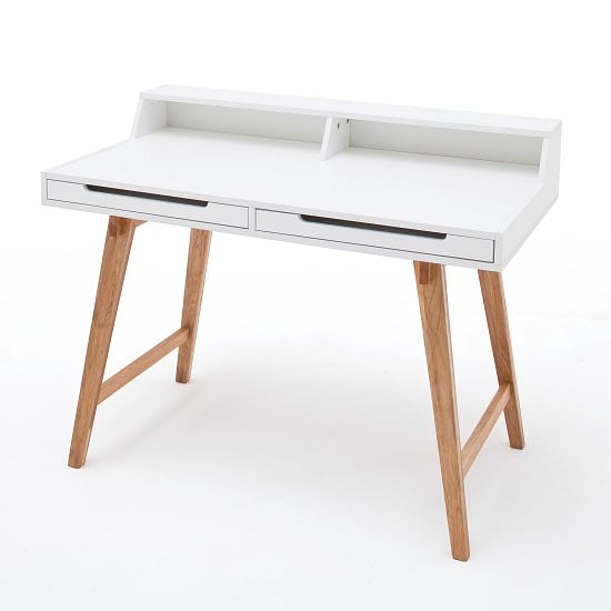 Coupar Laptop Desk In Matt White With Solid Beech Legs | Furniture in ...