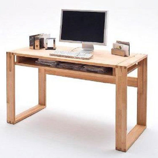 Photo of Jasmin solid core beech computer desk with 1 shelf