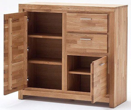 Santos Compact Sideboard In Solid Knotty Oak With 2 Doors