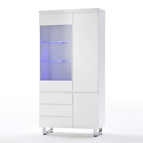 Sydney Display Cabinet in High Gloss White With LED Lights