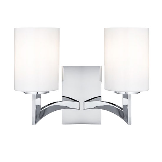 Product photograph of Gina 2 Lamp Chrome Wall Light With Opal Glass Cylinder Shades from Furniture in Fashion