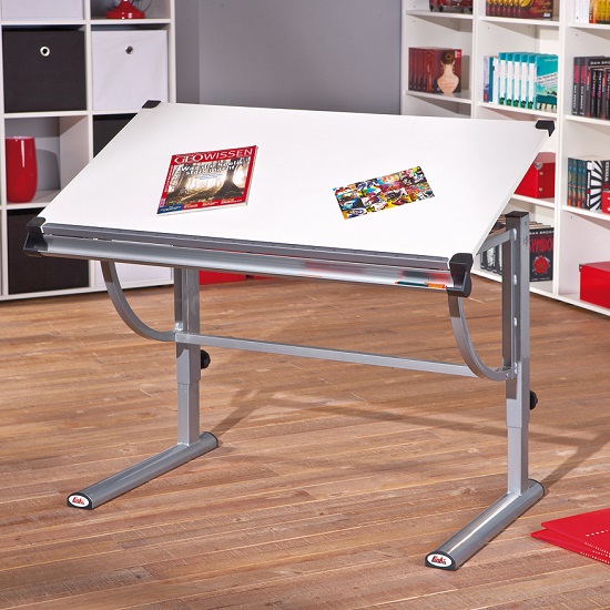 Read more about Charlie children computer desk in white and silver grey metal