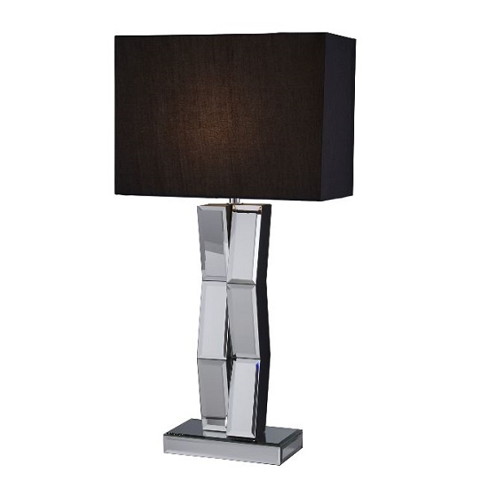 Read more about Mirrored table lamp with black oblong faux silk shade